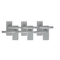 wickes contract straight latch handles pair set satin aluminium 3 pack