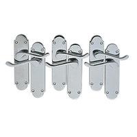 Wickes Vancouver Victorian Shaped Latch Handles Pair Set Chrome Finish 3 Pack