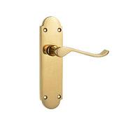 Wickes Prague Victorian Shaped Latch Handles Pair Polished Brass Finish