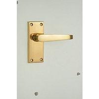Wickes Rome Victorian Straight Latch Handles Pair Polished Brass Finish