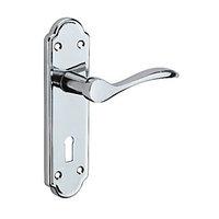 Wickes Romano Lock Handles Pair Polished Chrome Finish