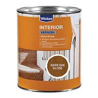 Wickes Quick Drying Interior Varnish Dark Oak Gloss 750ml