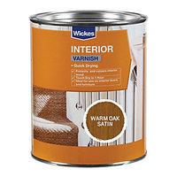 wickes quick drying interior varnish warm oak satin 750ml