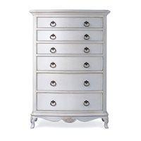 WILLIS & GAMBIER IVORY TALL WOODEN CHEST OF 6 DRAWERS