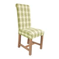 Winslow Herringbone Lime Check Fabric Dining Chairs (Pair)