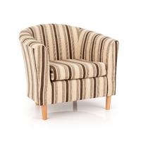 Windsor Upholstered Fabric Brown Stripe Tub Chair
