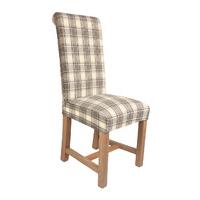 Winslow Herringbone Brown Check Fabric Dining Chairs (Pair)