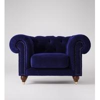 winston chair in ink velvet dark beech feet