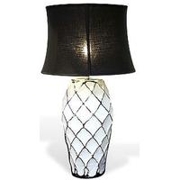 Wilde Java Abstract Tall White Table Lamp and Black Shade