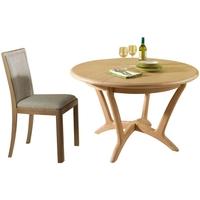 Winsor Stockholm Oak Round Extending Dining Set with 4 Upholstered Back Fabric Chairs