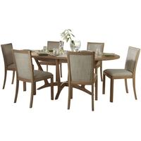 Winsor Stockholm Oak Oval Extending Dining Set with 6 Upholstered Back Fabric Chairs