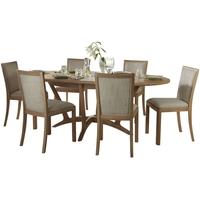 winsor stockholm oak oval extending dining set with 6 upholstered back ...