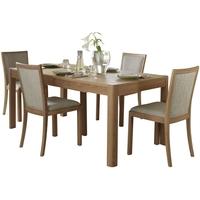 winsor stockholm oak large extending dining set with 4 upholstered bac ...