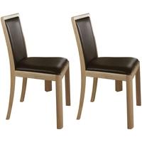 Winsor Stockholm Oak Upholstered Back Bonded Leather Dining Chair (Pair)