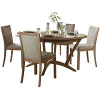 Winsor Stockholm Oak Oval Extending Dining Set with 4 Upholstered Back Fabric Chairs