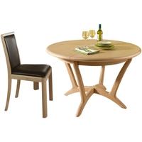 Winsor Stockholm Oak Round Extending Dining Set with 4 Upholstered Back Bonded Leather Chairs