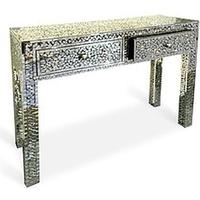 Wilde Java Mosaic Black and Silver Console Table with 2 Drawer