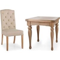 Willis and Gambier Gloucester Oak Flip Top Dining Set with 2 Button Back Camel Chair