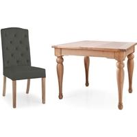 Willis and Gambier Gloucester Oak Small Extending Dining Set with 4 Button Back Charcoal Chair
