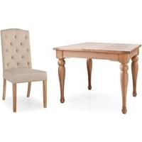 Willis and Gambier Gloucester Oak Small Extending Dining Set with 4 Button Back Camel Chair