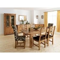 Willis and Gambier Originals Normandy Oak Large Extending Dining Set with 4 Normandy and 2 Chicago Floral Chairs
