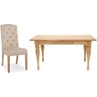 willis and gambier gloucester oak fixed top dining set with 4 button b ...