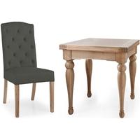 Willis and Gambier Gloucester Oak Flip Top Dining Set with 2 Button Back Charcoal Chair