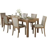 Winsor Stockholm Oak Large Extending Dining Set with 6 Upholstered Back Fabric Chairs