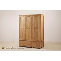 Windsor Oak Wardrobe - 3 Door 2 Drawer