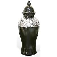 wilde java black and silver ginger jar vase