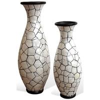 Wilde Java Ivory Shell Mosaic Urn Vase (Set of 2)
