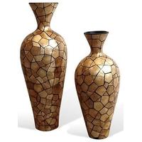Wilde Java Gold Shell Mosaic Chimney Vase (Set of 2)