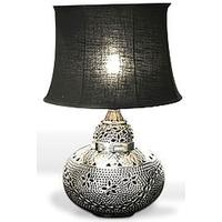 Wilde Java Embossed Nickle Table Lamp and Black Shade