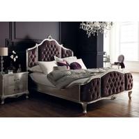 winsor rococo antique silver leaf upholstered bed with swarovski cryst ...