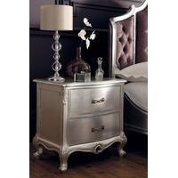 Winsor Rococo Antique Silver Leaf Bedside Cabinet