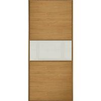 Wickes Sliding Wardrobe Door Fineline Oak Panel & Soft White Glass 2220 x 610mm