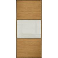 Wickes Sliding Wardrobe Door Wideline Oak Panel & Soft White Glass 2220 x 914mm