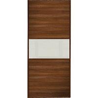 Wickes Sliding Wardrobe Door Fineline Walnut Panel & Soft White Glass 2220 x 610mm