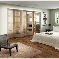 Wickes Ashton Internal Folding Door Oak Veneer Glazed 4 Lite 5 Door 2047 x 3158mm