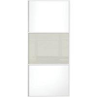 Wickes Sliding Wardrobe Door Wideline White Panel & Soft White Glass 2220 x 914mm