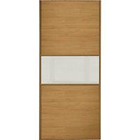 Wickes Sliding Wardrobe Door Fineline Oak Panel & Soft White Glass 2220 x 914mm