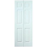 Wickes Woburn Internal Bi-Fold Door White Grained Moulded 6 Panel 1981x686mm