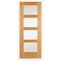 Wickes Marlow Internal Oak Veneer Door Clear Glazed 4 Panel 1981x686mm