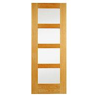 wickes marlow internal oak veneer door clear glazed 4 panel 1981x762mm