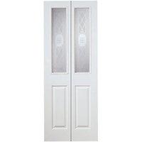 Wickes Stirling Internal Bi-Fold Door White Grained Glazed Moulded 4 Panel 1981x686mm