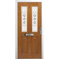 Wickes Malton Composite Door Oak 2 Panel 2100 x 840mm Left Opening