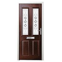 Wickes Malton Composite Door Rosewood 2 Panel 2100 x 840mm Left Opening