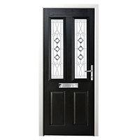 Wickes Malton Composite Door Black 2 Panel 2100 x 840mm Left Opening