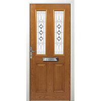 Wickes Malton Composite Door Oak 2 Panel 2100 x 840mm Right Opening