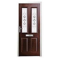 Wickes Malton Composite Door Rosewood 2 Panel 2100 x 840mm Right Opening